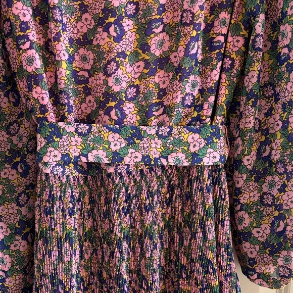 Boden Floral Midi Dress in Pink, Purple, Green, Yellow - Picture 10 of 11
